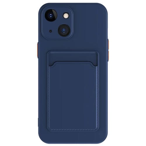 Para iPhone 15 Skin Feel Card Contraste Color Botón TPU Funda para Teléfono (Azul Oscuro) - MOVILSTORE