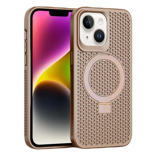 Para iPhone 15 Skin Feel PC + TPU Funda Magnética para Teléfono Magsafe con Enfriamiento y Soporte (Rosa) - MOVILSTORE