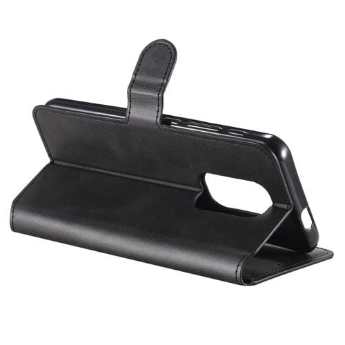 Para Motorola Moto G9 Play Classic Calf Texture PU + TPU Funda de cuero con tapa horizontal, con soporte, ranuras para tarjetas y billetera (Negro)