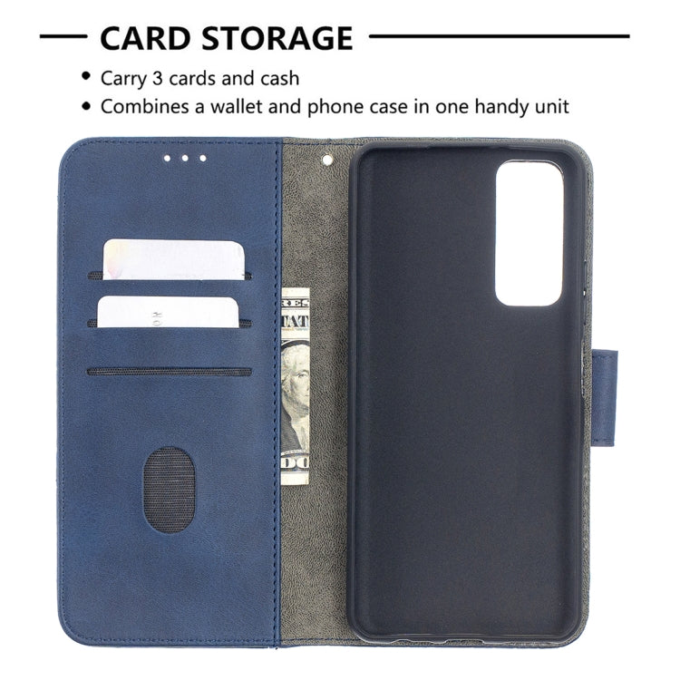 Para Huawei P Smart 2021 / Y7A Color coincidente Textura de cocodrilo Horizontal Flip PU Funda de cuero con billetera y soporte y ranuras para tarjetas (azul)