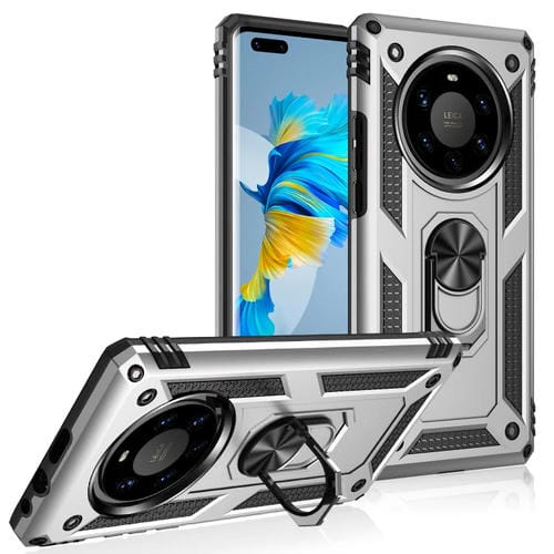 Para Huawei Mate 40 Pro + Funda protectora TPU + PC a prueba de golpes con soporte giratorio de 360 grados (plateado)