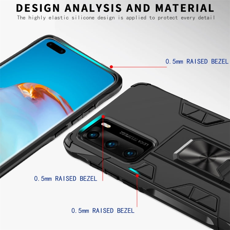 Para Huawei P40 Funda protectora magnética TPU + PC a prueba de golpes con soporte (Azul)
