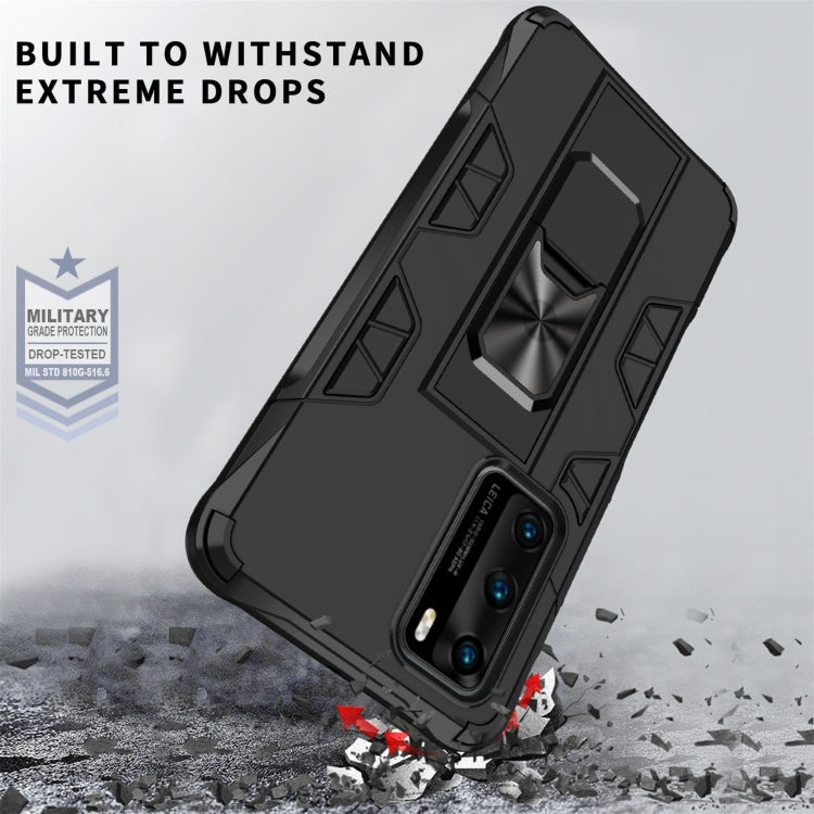 Para Huawei P40 Funda protectora magnética TPU + PC a prueba de golpes con soporte (Azul)