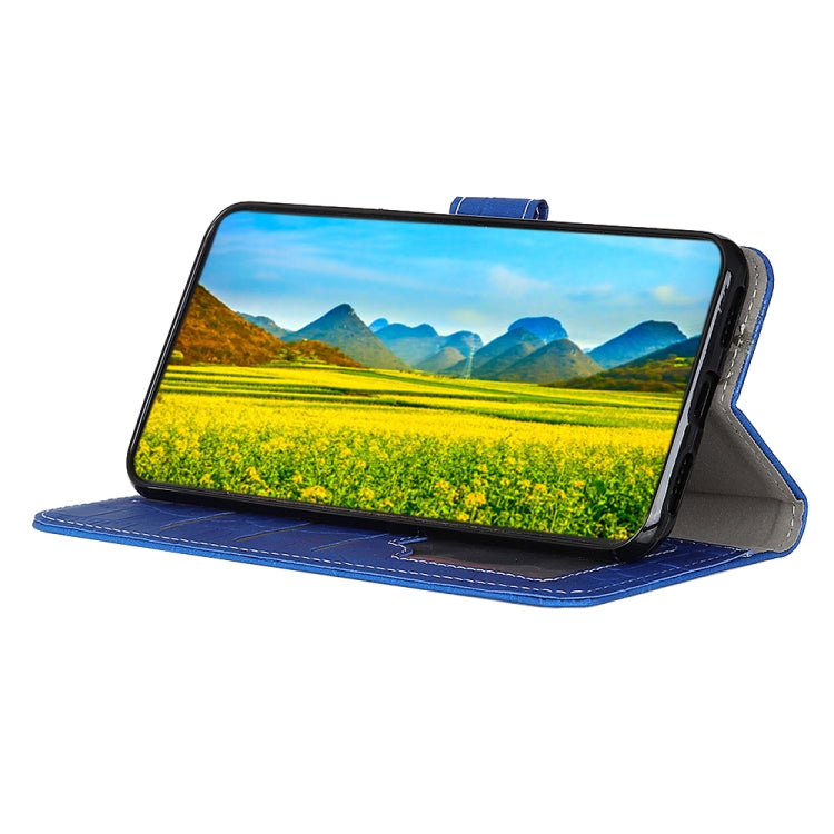 Para Motorola Moto G Stylus (2021) Funda de cuero con tapa horizontal con textura de cocodrilo con soporte, ranuras para tarjetas y billetera (azul)