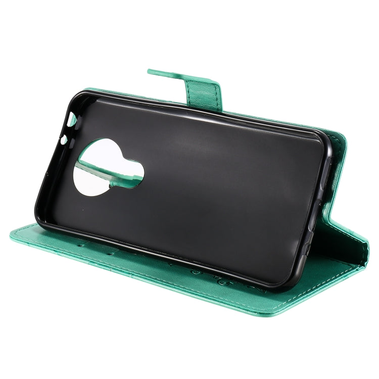Para Nokia 3.4 3D Mariposas en relieve Patrón Horizontal Flip Funda de cuero con soporte y ranura para tarjeta y billetera (Verde)