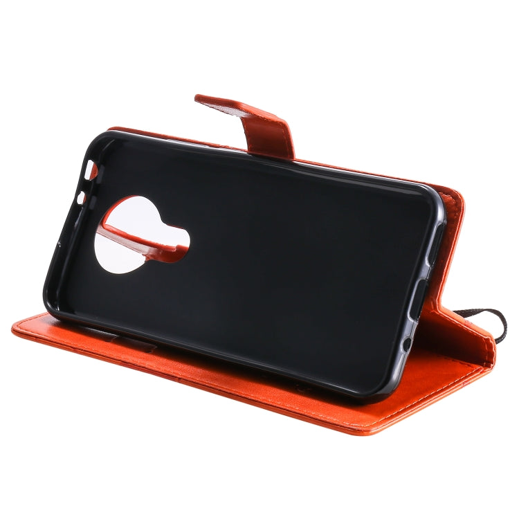 Para Nokia 3.4 3D Mariposas en relieve Patrón Horizontal Flip Funda de cuero con soporte, ranura para tarjeta y billetera (naranja)