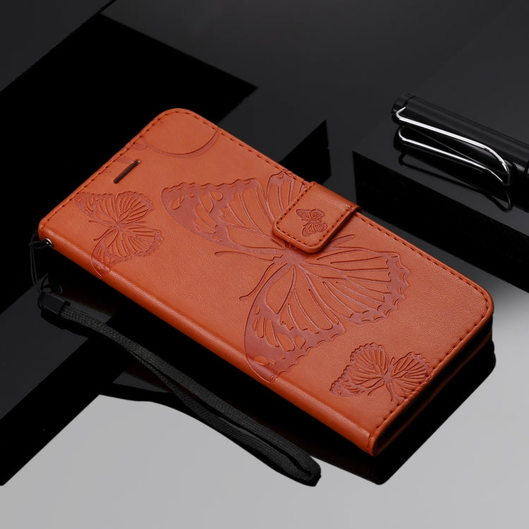 Para Nokia 3.4 3D Mariposas en relieve Patrón Horizontal Flip Funda de cuero con soporte, ranura para tarjeta y billetera (naranja)