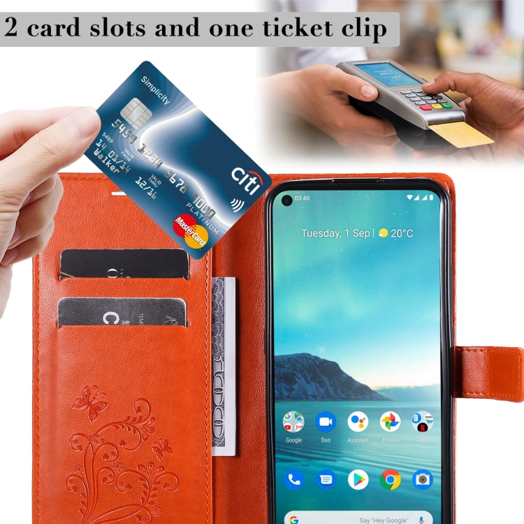 Para Nokia 3.4 3D Mariposas en relieve Patrón Horizontal Flip Funda de cuero con soporte y ranura para tarjeta y billetera (Rojo)