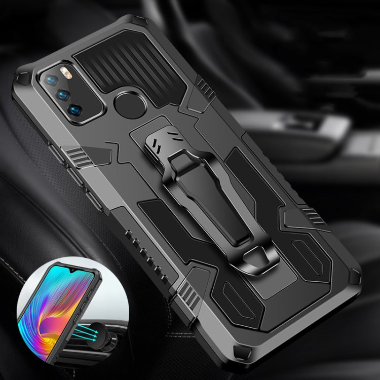 Para Infinix Hot 9 Play Machine Armor Warrior Aftersproof PC + TPU Funda protectora (café)