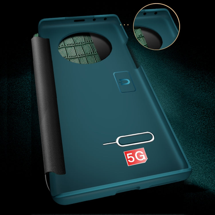 Para Huawei Mate 40 Textura de cocodrilo Ventana de pantalla Horizontal Flip Funda de cuero (verde)