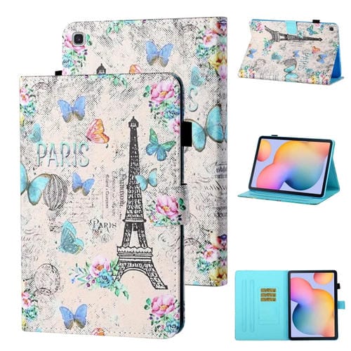 Funda para Samsung Galaxy Tab A7 Lite 8.7 (2021) T220 Cuero con Tapa Horizontal Soporte y Ranura (Torre y Mariposas)