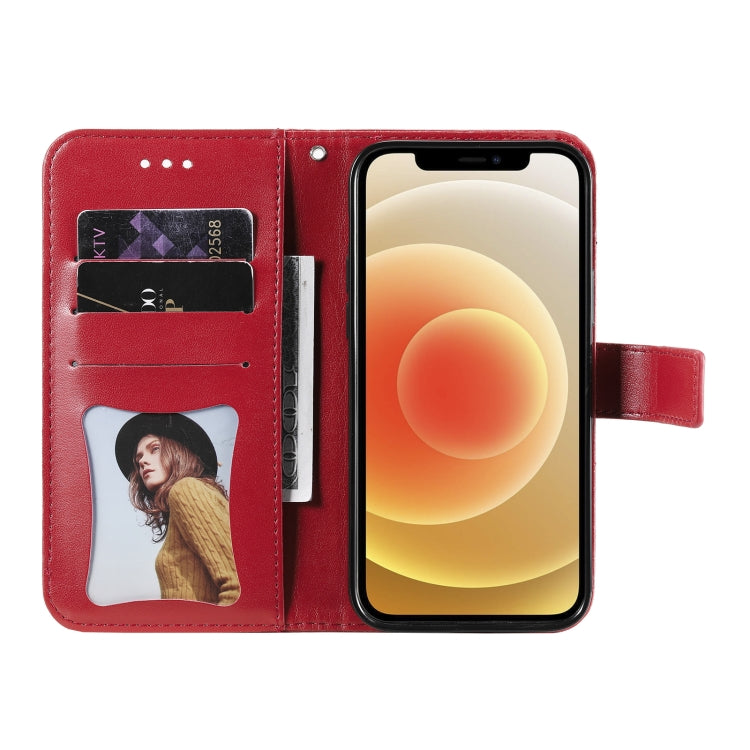 Para Motorola Moto G100 / EDGE S 7-Pétalo Flowers Patrón de estampado de estampado de PU Horizontal Funda de cuero con soporte y ranuras para tarjetas y marco de fotos (rojo)