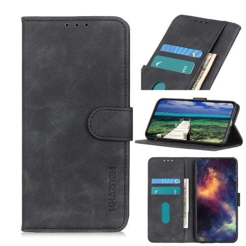 Para Google Pixel 6 Pro Khazneh Retro Texture PU + TPU Funda de cuero Horizontal Flip con soporte y tragamonedas y billetera (Negro)