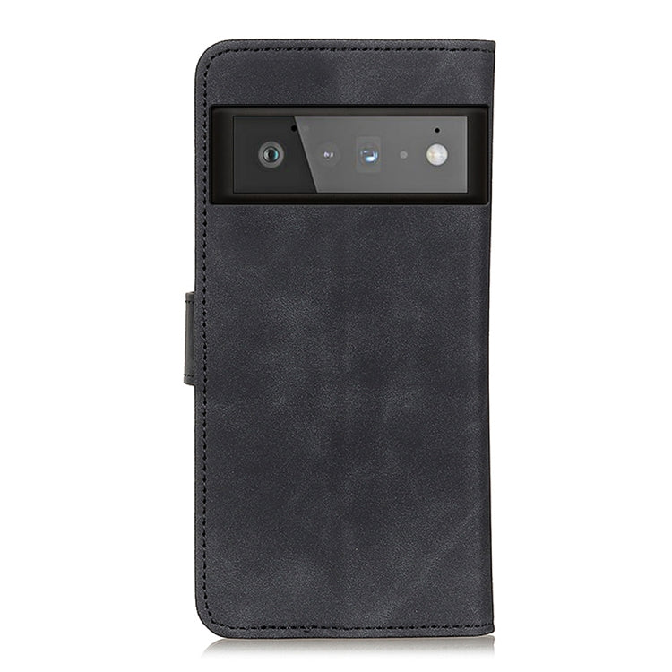 Para Google Pixel 6 Pro Khazneh Retro Texture PU + TPU Funda de cuero Horizontal Flip con soporte y tragamonedas y billetera (Negro)