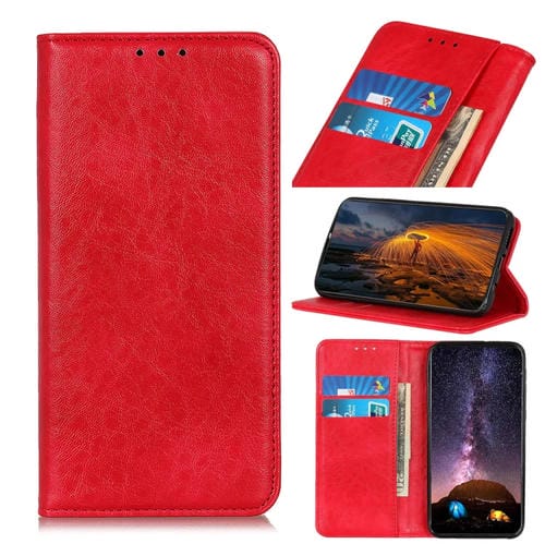 Para Google Pixel 6 Magnetic Crazy Horse Texture Horizontal Flip Funda de cuero con soporte y ranuras para tarjetas y billetera (rojo)