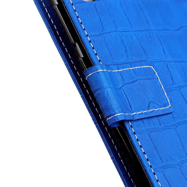 Para Google Pixel 6 caja de cuero horizontal de la textura de cocodrilo con soporte y ranuras para tarjetas y marco y billetera (azul)