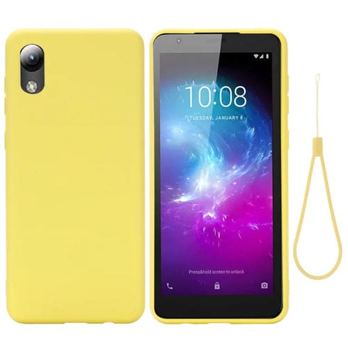 Para ZTE A3 2020 Caja de silicona líquida de color puro, caja de cobertura completa (Amarillo)