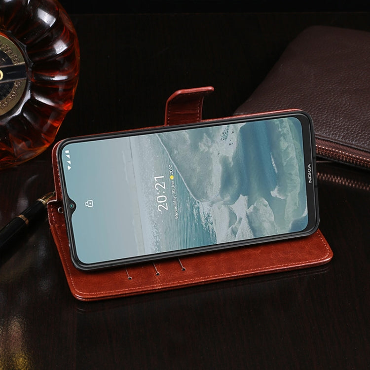 Para Nokia G20 Idewei Crazy Horse Texture Horizontal Flip Funda de cuero con soporte y tragamonedas y billetera (blanco)
