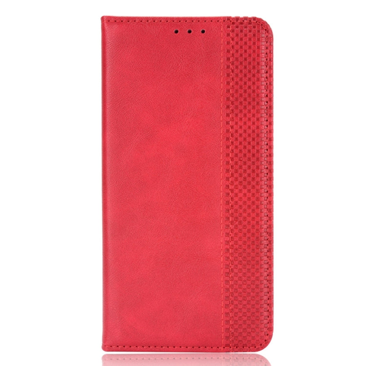 Para ZTE LIBERO 5G Hebilla magnética Retro Crazy Horse Texture Horizontal Flip Funda de cuero con soporte y tragamonedas de tarjetas y marco de fotos (rojo)