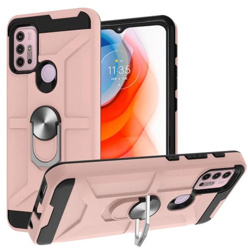 Para MOTOROLA MOTO G10 / G30 War-dios Armor TPU + PC Funda protectora magnética a prueba de golpes con soporte de anillo (oro rosa)