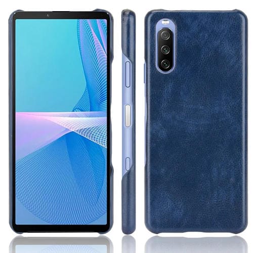 Para Sony Xperia 10 III TRACKI LITCHI Texture PC + Case (Azul)