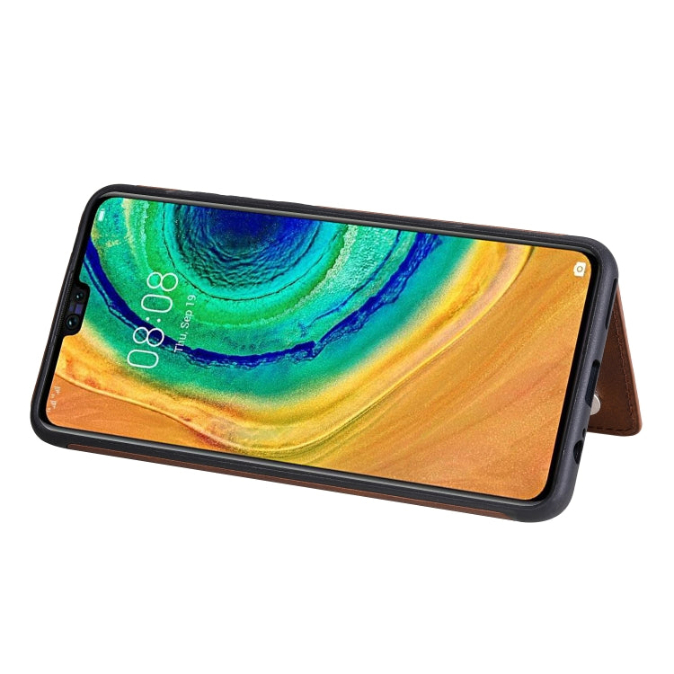 Para Huawei Mate 30 Funda de cuero con tapa horizontal con textura de becerro con soporte, ranuras para tarjetas y marco (café)