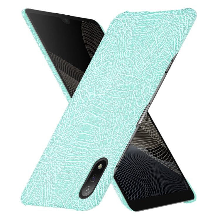 Para Sony Xperia Ace II a prueba de golpes Textura de cocodrilo PC + caso PU (verde claro)