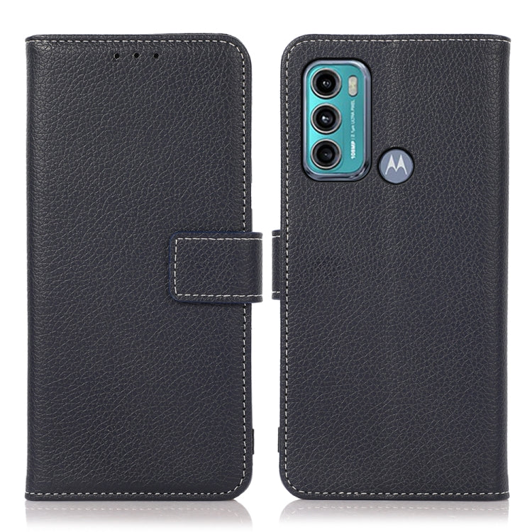 Para Motorola Moto G40 Fusion Litchi Texture PU + TPU Funda de cuero Horizontal Flip con soporte y ranuras para tarjetas (azul)