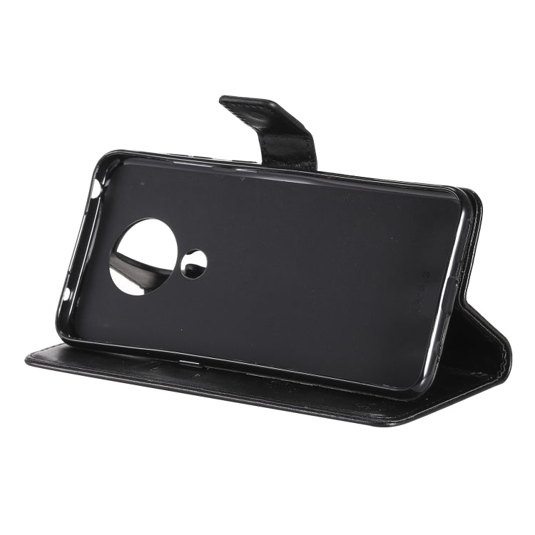 Para Nokia 5.3 Patrón de árbol y gato Impresión prensada Funda de cuero Horizontal Flip PU con soporte y tragamonedas y billetera y cordón (negro)