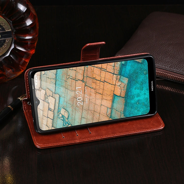 Para Nokia C20 Idewei Crazy Horse Texture Horizontal Flip Funda de cuero con soporte y tragamonedas y billetera (blanco)