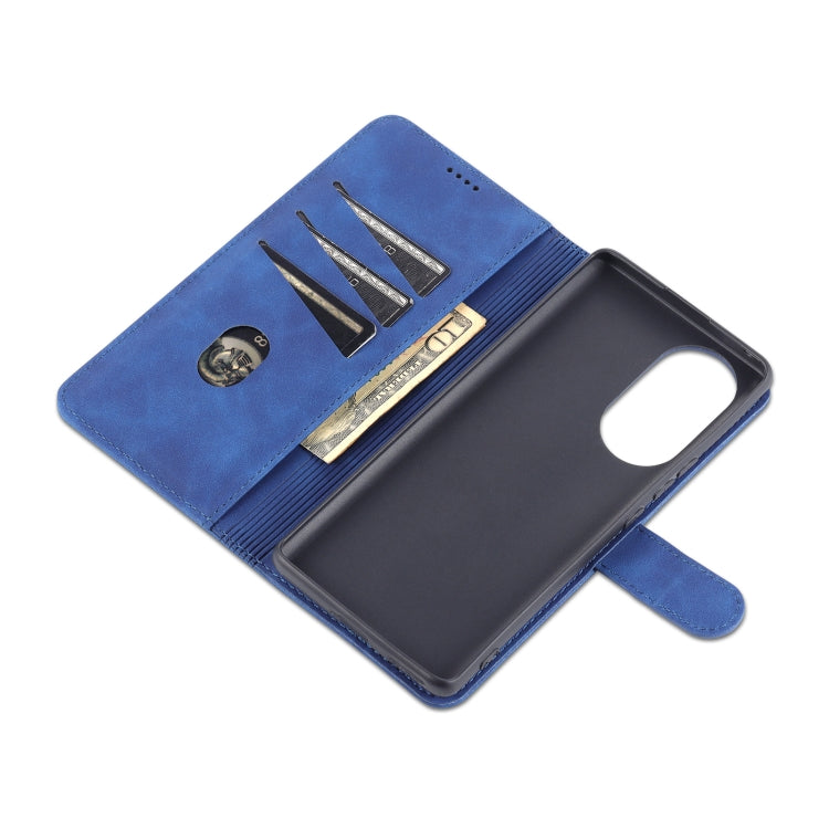 Para Honor 50 PRO AZNS Siente la piel de la piel de la carne de becerro Funda de cuero de la tapa horizontal con ranuras y soporte para tarjetas y billetera (Negro)