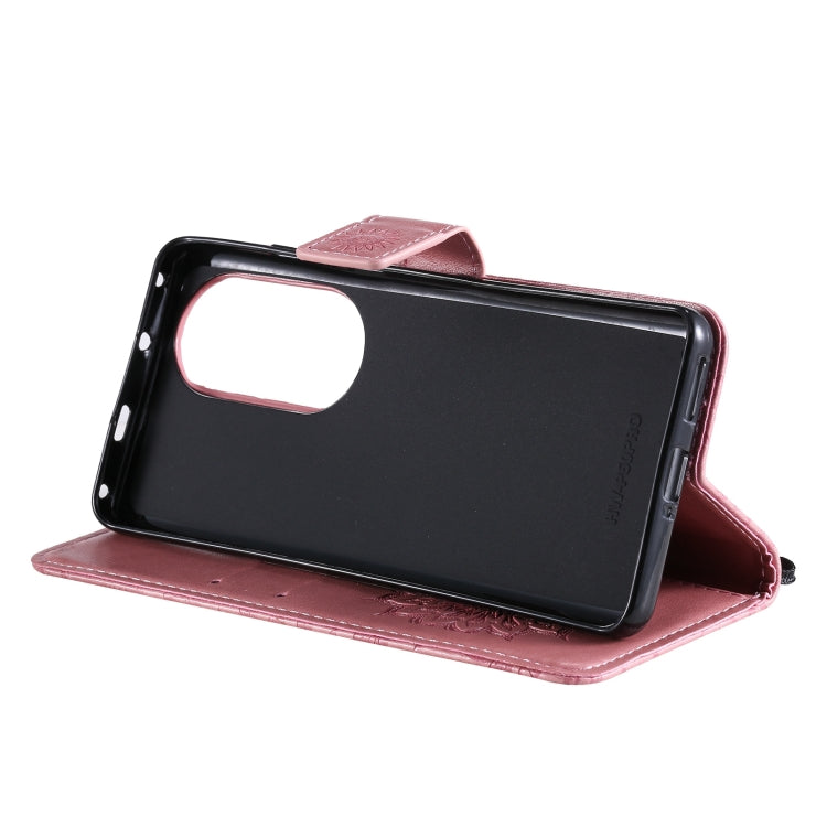 Para Huawei P50 Pro Sun Sun Pattern Horizontal Flip Funda de cuero con ranura para tarjeta y soporte y cartera y cordón (rosa)