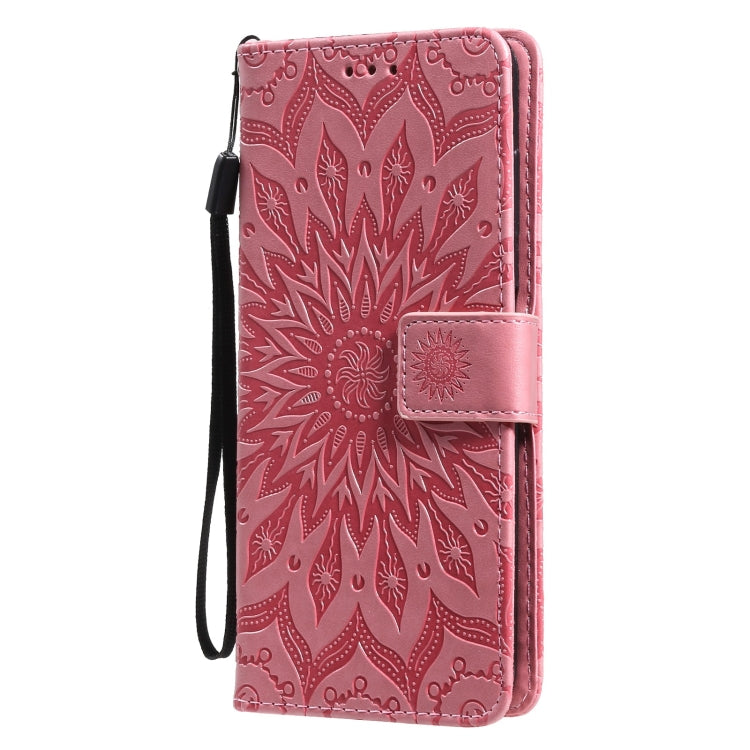 Para Nokia 6.3 / G20 / G10 Sun Pattern Funda de cuero Horizontal Flip Funda con ranura para tarjeta y soporte y billetera y cordón (rosa)
