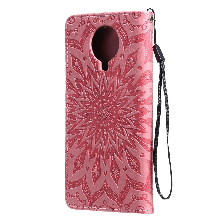 Para Nokia 6.3 / G20 / G10 Sun Pattern Funda de cuero Horizontal Flip Funda con ranura para tarjeta y soporte y billetera y cordón (rosa)