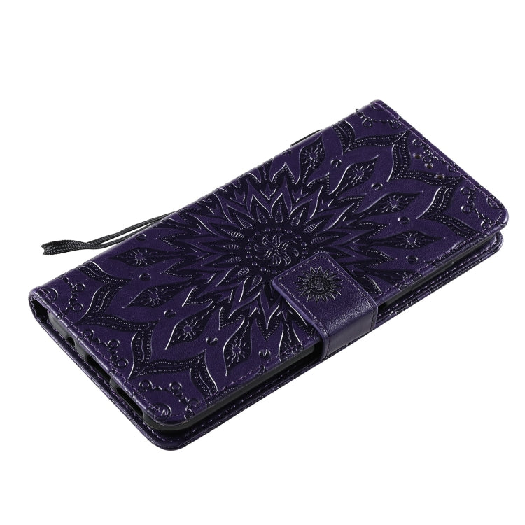 Para Nokia 6.3 / G20 / G10 Patrón de estampado en relieve Horizontal Flip Funda de cuero con ranura para tarjeta y soporte y billetera y cordón (púrpura)