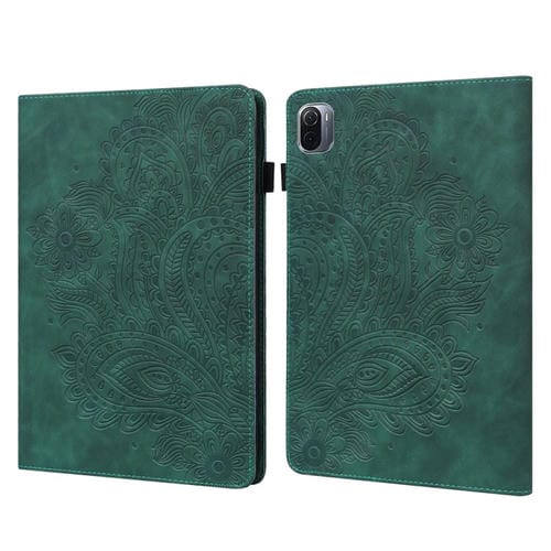 Para Xiaomi Pad 5 Pro / Pad 5 Papacock estampado en relieve TPU + PU Funda de cuero Horizontal Flip de PU con soporte y ranuras para tarjetas y Función de Walket & Sleeh-Up (Green)