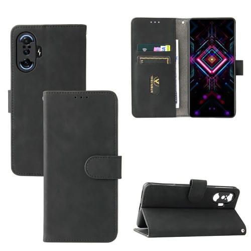 Piel de color sólido Siente la hebilla magnética Caja de cuero de la textura de la textura de la becerro horizontal con el soporte y las tragamonedas y la cartera para Xiaomi Poco F3 GT / Redmi K40 Gaming (Negro)