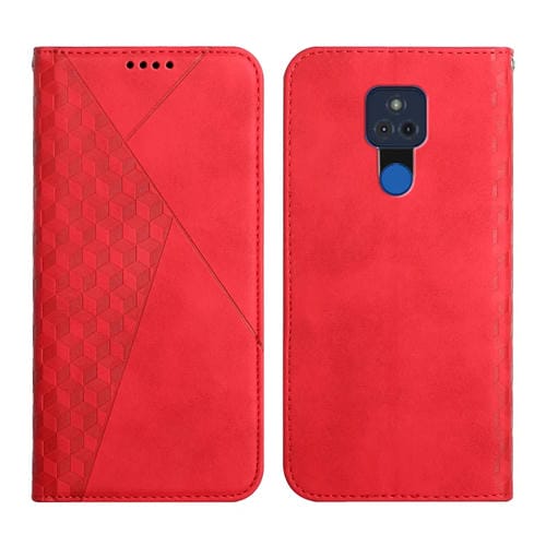Para Motorola Moto G Play 2021 Diamond Pattern Splicing Splicing Siente Magnético Funda de cuero Horizontal Flip con ranuras y soporte para tarjeta y billetera (rojo)