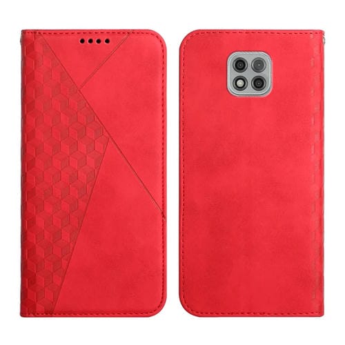 Para Motorola Moto G Power 2021 Diamond Pattern Splicing Splicing Siente Magnetic Horizontal Flip Funda de cuero con ranuras y soporte para tarjeta y billetera (rojo)