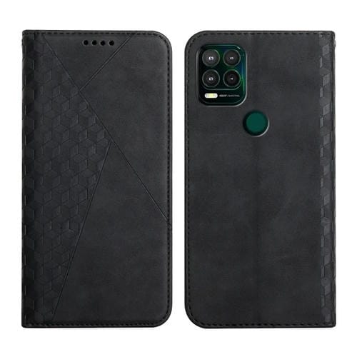 Para Motorola Moto G Stylus 2021 5G Diamond Pattern Splicing Piel Siente Magnético Funda de cuero Horizontal Flip con Tarjetas y Titular y Cartera (Negro)
