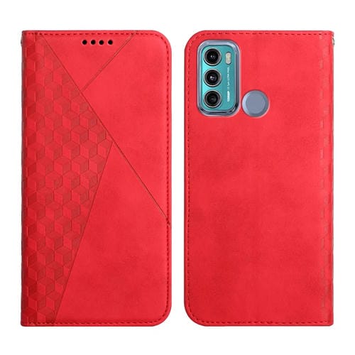 Para Motorola Moto G60 / G40 Diamond Pattern Splicing Splicing Feel Magnetic Horizontal Flip Funda con las ranuras y el soporte y la cartera (rojo)