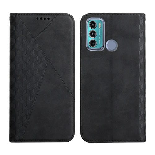 Para Motorola Moto G60 / G40 Diamond Pattern Splicing Piel Siente Magnético Funda de cuero Horizontal Flip con ranuras y soporte para tarjeta y billetera (Negro)