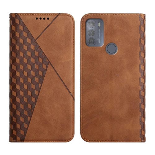 Para Motorola Moto G50 Diamond Pattern Splicing Splicing Siente Magnetic Horizontal Flip Funda de cuero con ranuras y soporte para tarjetas y billetera (marrón)