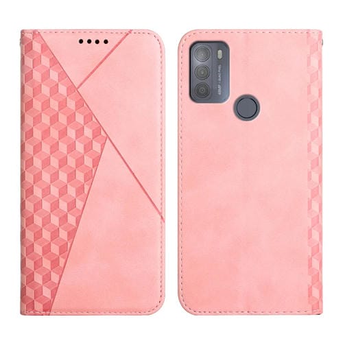 Para Motorola Moto G50 Diamond Pattern Splicing Splicing Feel Magnetic Horizontal Flip Funda de cuero con ranuras y soporte para tarjetas y billetera (oro rosa)