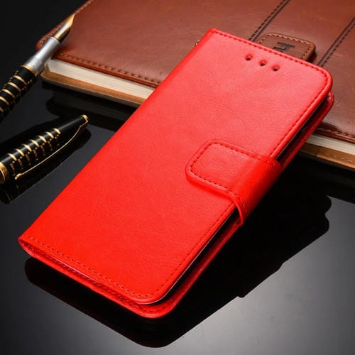 Para Huawei Nova 4e Crystal Texture Horizontal Flip Funda de cuero con soporte y tragamonedas y billetera (rojo)