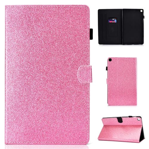 Funda de Cuero Galaxy Tab A 10.1 (2019) T510 con Tapa Horizontal Soporte y Ranura para Tarjeta (Rosa)