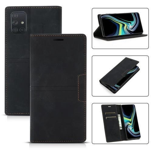 Funda para Samsung Galaxy A51 5G Dream Magnetic Sucion Business Horizontal Flip PU Cuero con Soporte y Ranura para Tarjeta y Billetera (Negro)