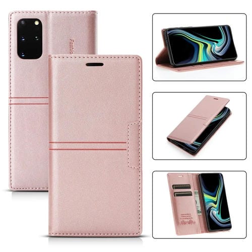 Funda para Samsung Galaxy S20 Caja de Cuero PU Horizontal Flip con Soporte y Ranura para Tarjeta y Billetera (Oro Rosa)