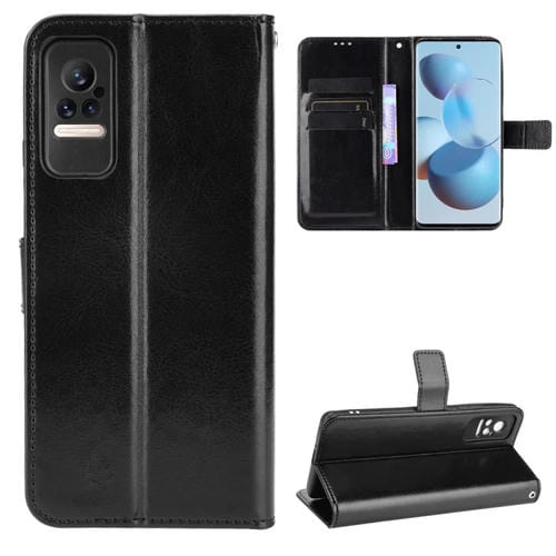 Para Xiaomi Civi Crazy Horse Texture Horizontal Flip Funda de cuero con soporte y ranuras para tarjetas y cordón (negro)