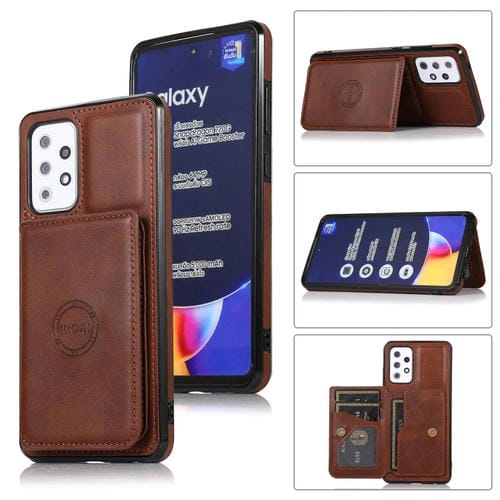 Funda para Samsung Galaxy A72 5G Textura Tarjeta Magnética Bolsa de la Pus (Café)